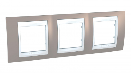Schneider Electric Unica Хамелеон Коричневый/Бел Рамка 3-ая горизонтальная