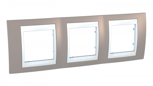 Schneider Electric Unica Хамелеон Коричневый/Бел Рамка 3-ая горизонтальная