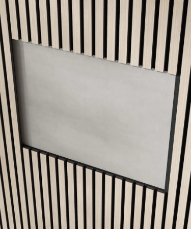 Акустическая панель, черный войлок, 1200х600х21мм, рейки МДФ, шпон дуб клэр светлый