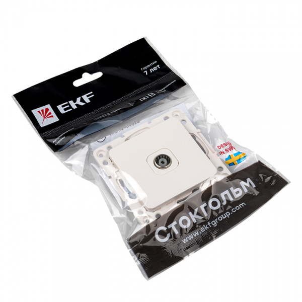 EKF PROxima Стокгольм Белый Розетка TV, 75Ом, 5-862МГц