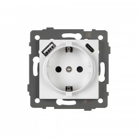 Arlight Механизм розетки с USB зарядкой SCT-MUAA-PL-WH-V (250V, 16A) (-)