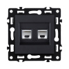 Розетка двойная Ethernet RJ45 Cat.6, черный Kollinger Asthetik AS-018BK