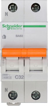 Schneider Electric Домовой ВА63 Автоматический выключатель 1P+N 32A (C) 4.5kA
