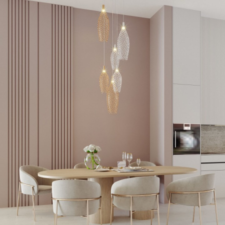 Подвесной светодиодный светильник с металлическими плафонами 90352/6 золото/хром Eurosvet Ruche