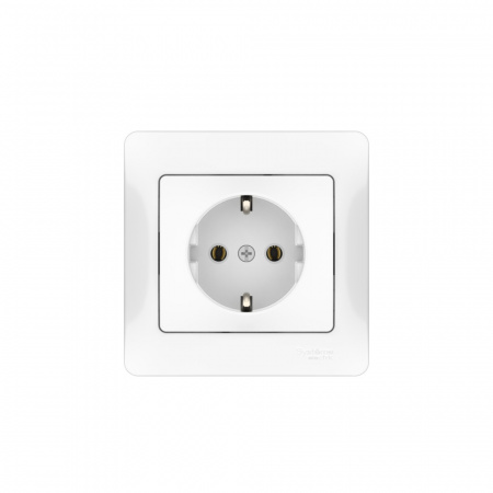 Systeme Electric Glossa Белый Розетка с заземлением, 16А, в сборе, быстрозажим. клем.