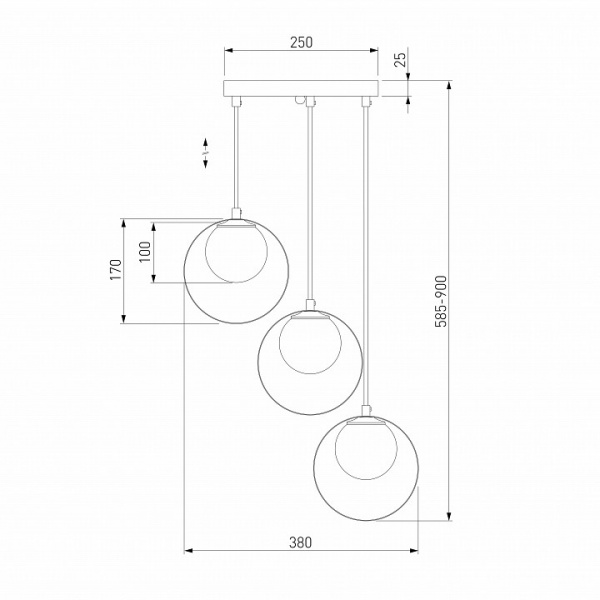 Подвесной светильник 50205/3 черный / бронза Eurosvet Dublin