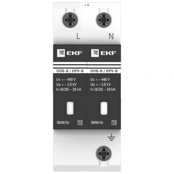 EKF PROxima Ограничитель импульсных напряжений ОПВ-B/2P In 30кА 400В с сигн.