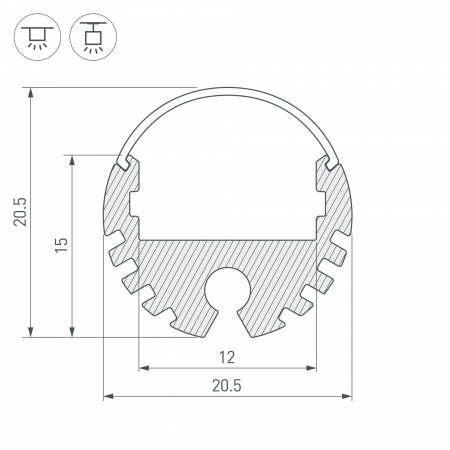 Профиль ROUND-D20-2000 ANOD (Arlight, Алюминий)