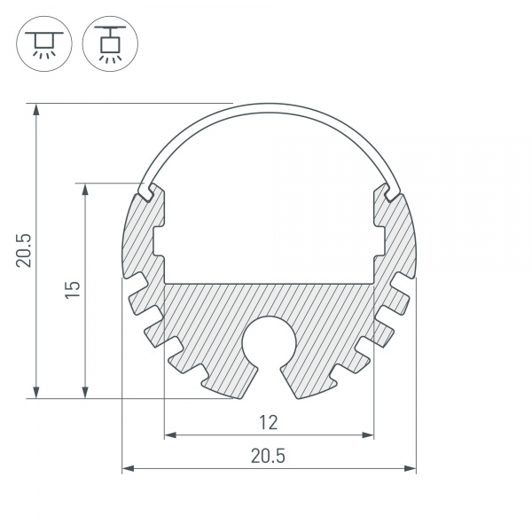 Профиль ROUND-D20-2000 ANOD (Arlight, Алюминий)