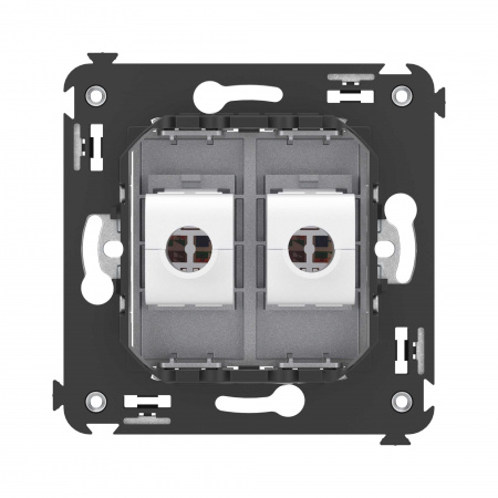 DKC Avanti Компьютерная розетка RJ-45 без шторки в стену, кат.5е двойная, Закаленная сталь