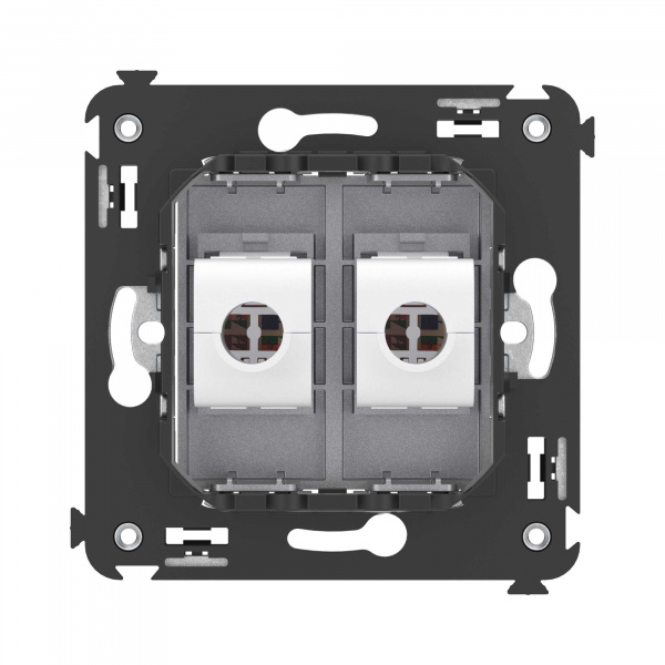 DKC Avanti Компьютерная розетка RJ-45 без шторки в стену, кат.5е двойная, Закаленная сталь