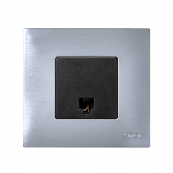 Simon 27 Мех Графит Розетка телефонная RJ-12, 6 конт