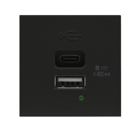Donel USB зарядное устройство, 4.2A , Type A + C, 2 мод., черн. матовая (45х45мм), DUSB4200ANF