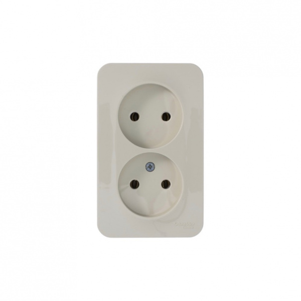 SE Blanca наруж Беж Розетка 2-ая б/з без шторок, изолир. пластина 16А, 250В