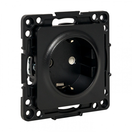 EKF PROxima Стокгольм Черный Розетка с/з, со шторками, 16А ,винт.клеммы