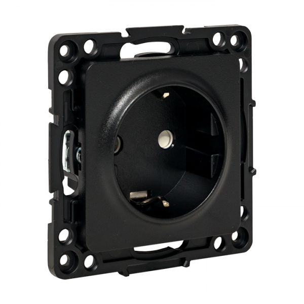 EKF PROxima Стокгольм Черный Розетка с/з, со шторками, 16А ,винт.клеммы