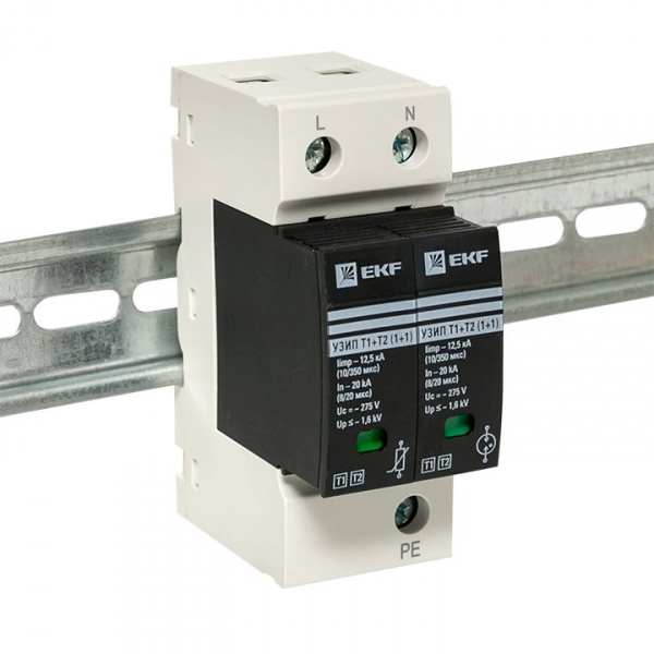 EKF Устройство защиты от импульсных перенапряжений Т1+Т2; Iimp-12,5kA; In-20kA; Uc-275В; 1+1