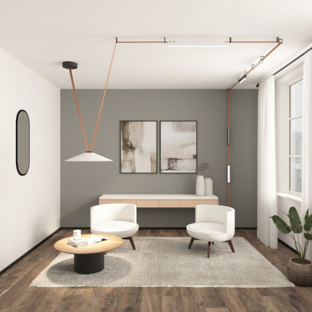 DK5574-WH Cветильник для трека-ремня Belty, серия Linear, со светодиодом, L323*W40*H45мм, 48V DC, 12W, RA90, 120°, 4000K, IP20, белый, алюминий