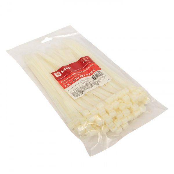 EKF Basic Хомут нейлоновый (7,2х200) (100шт.)