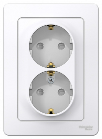 SE Blanca внутр Бел Розетка 2-ая с/з со шторками, 16А, 250В