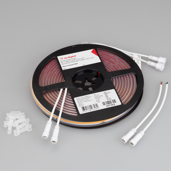 Arlight Лента герметичная SPI-COB-PS-X378-14mm 24V Warm2700-PX63-BPT (7 W/m, IP67, 5m) (бегущий огонь)