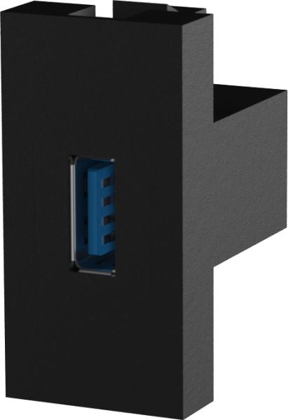 Donel Розетка информационная USB для передачи данных, 1мод., черн. (22.5х45мм), USB3.0, серия (тип), DECF21DAN