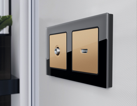 Рамка ALFA Platos (Черный Стекло закаленное натуральное) 1-ая AF380801