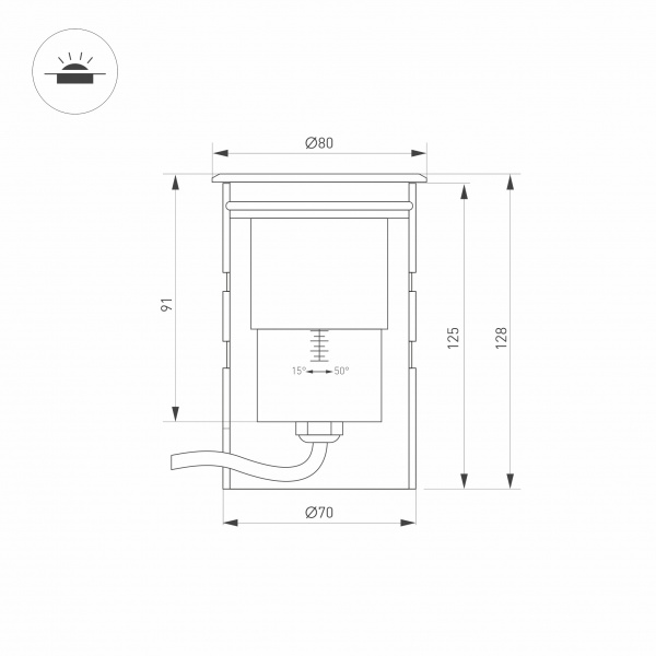 Arlight Светильник ART-GROUND-ZOOM-R80-8W Day4000 (SL, 15-50 deg, 24V) (IP67 Металл, 3 года)