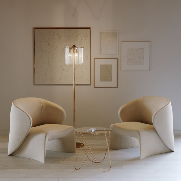 Торшер со стеклянным плафоном 01171/3 золото Eurosvet Claire