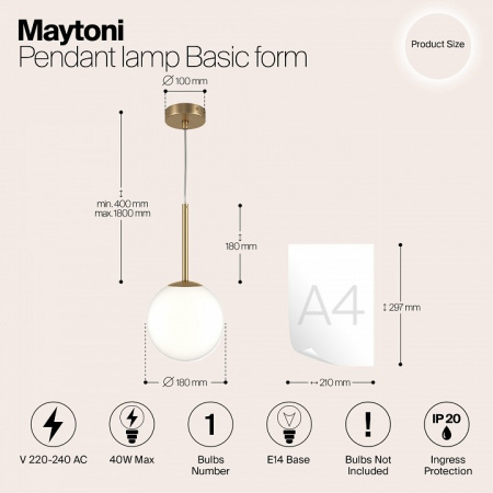 Подвесной светильник MOD321PL-01G2 Maytoni Basic form