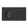 Simon 100 Черный матовый  Кит 2 поста, фронт. Накладка на 1 розетку Schuko + 1 розетку TV + 1 розетку RJ45