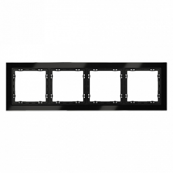 Рамка стеклянная VOLTUM S70 на 4 поста, (черный,стекло)