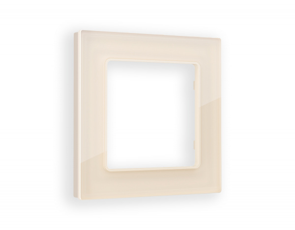 Рамка ALFA Platos (Бежевый Стекло закаленное натуральное) 1-ая AF380301