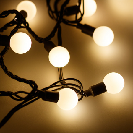 Arlight Светодиодная гирлянда ARD-BALL-CLASSIC-D23-10000-BLACK-80LED WARM (230V, 3.5W) (Ardecoled, IP65)
