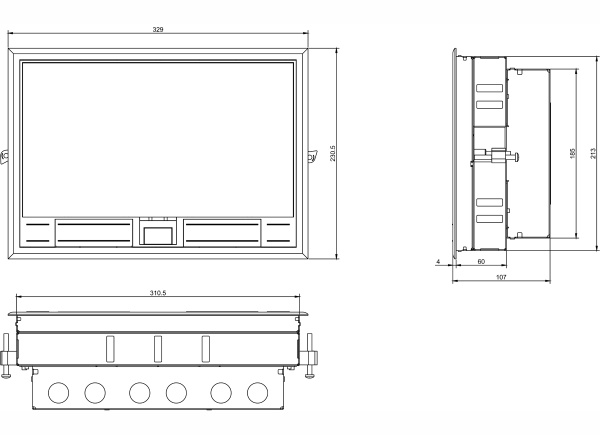 Лючок в пол на 24 модуля (12 мод. 45х45 мм.), крышка ABS+гальванизированная стальная вставка