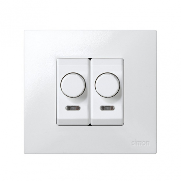 Simon 27 Мех Белый Светорегулятор универсал,подсвет,пов-наж(проход),узкий,нак/галог40-500Вт,галог эм/эт350/300ВА