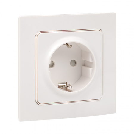 EKF PROxima Стокгольм Розетка 1-ая с/з 16А белая со шторками