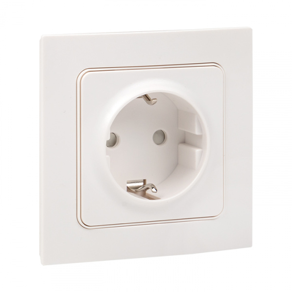 EKF PROxima Стокгольм Розетка 1-ая с/з 16А белая со шторками