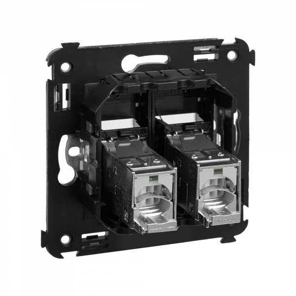 DKC Avanti Черный матовый Компьютерная розетка RJ-45 двойная  категория 5e экранированная