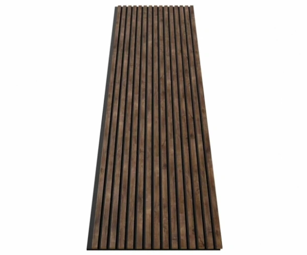 Акустическая панель, черный войлок, 2750х600х19мм, рейки МДФ дуб старинный натуральный Акустическая панель, черный войлок, 2750х600х19мм, рейки МДФ дуб старинный натуральный