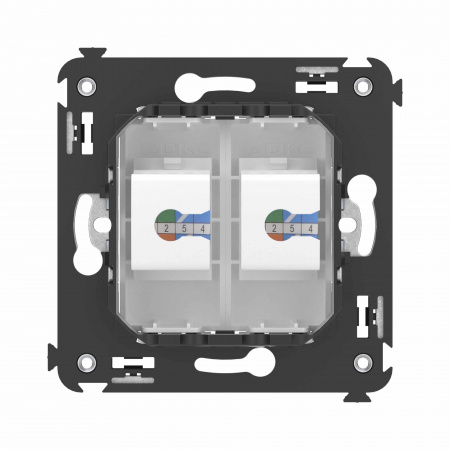 DKC Avanti Телефонная розетка RJ-12 без шторки в стену двойная, Белое облако