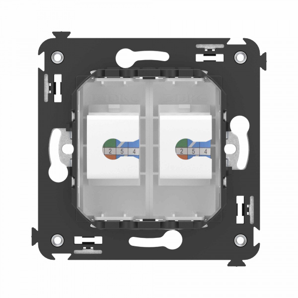 DKC Avanti Телефонная розетка RJ-12 без шторки в стену двойная, Белое облако
