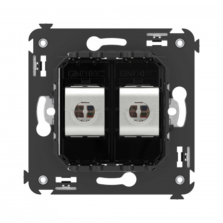 DKC Avanti Компьютерная розетка RJ-45 без шторки в стену, кат.5e двойная экранированная, Черный квадрат