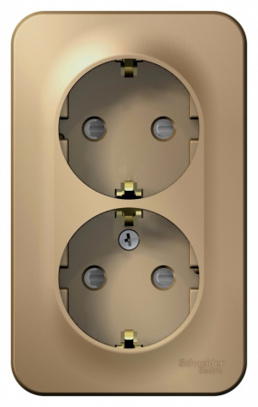 SE Blanca наруж Титан Розетка 2-ая с/з со шторками, 16А, 250В