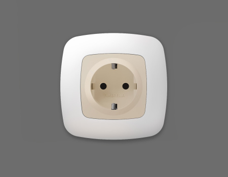 Лицевая панель OMEGA (Бежевый матовый) для электрической розетки с/з со шторками QUANT OP3270