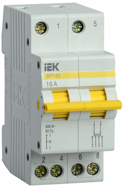 IEK KARAT Выключатель-разъединитель трехпозиционный ВРТ-63 2P 16А