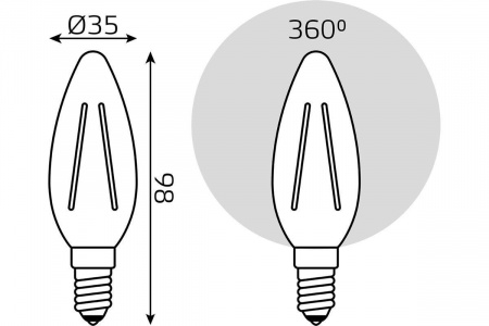 Лампа светодиодная филаментная Gauss E14 13W 2700K прозрачная 103801113