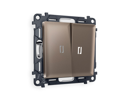 Комплект механизма 2-клавишного выключателя с подсветкой 5600K ALFA MA634015 Темная бронза матовый QUANT