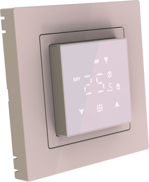 Donel Термостат с датчиком пола, программируемый с Wi-Fi , 16 A, 45*45 мм. стекло кашемир, DTEF45C-WiFi