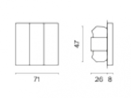 Выключатель встраиваемый VOLTUM S70 трехклавишный 10А, (шелк)